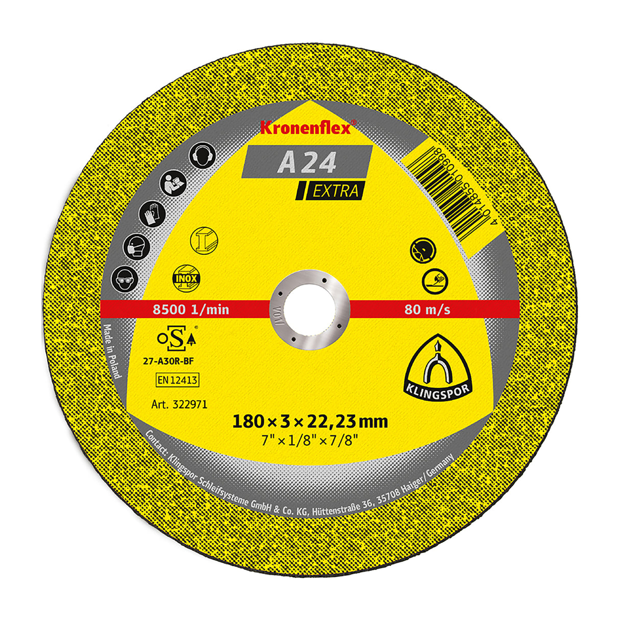 Disco de Corte Centro Plano A24 Extra 7" x 3 x 22,23mm Plano