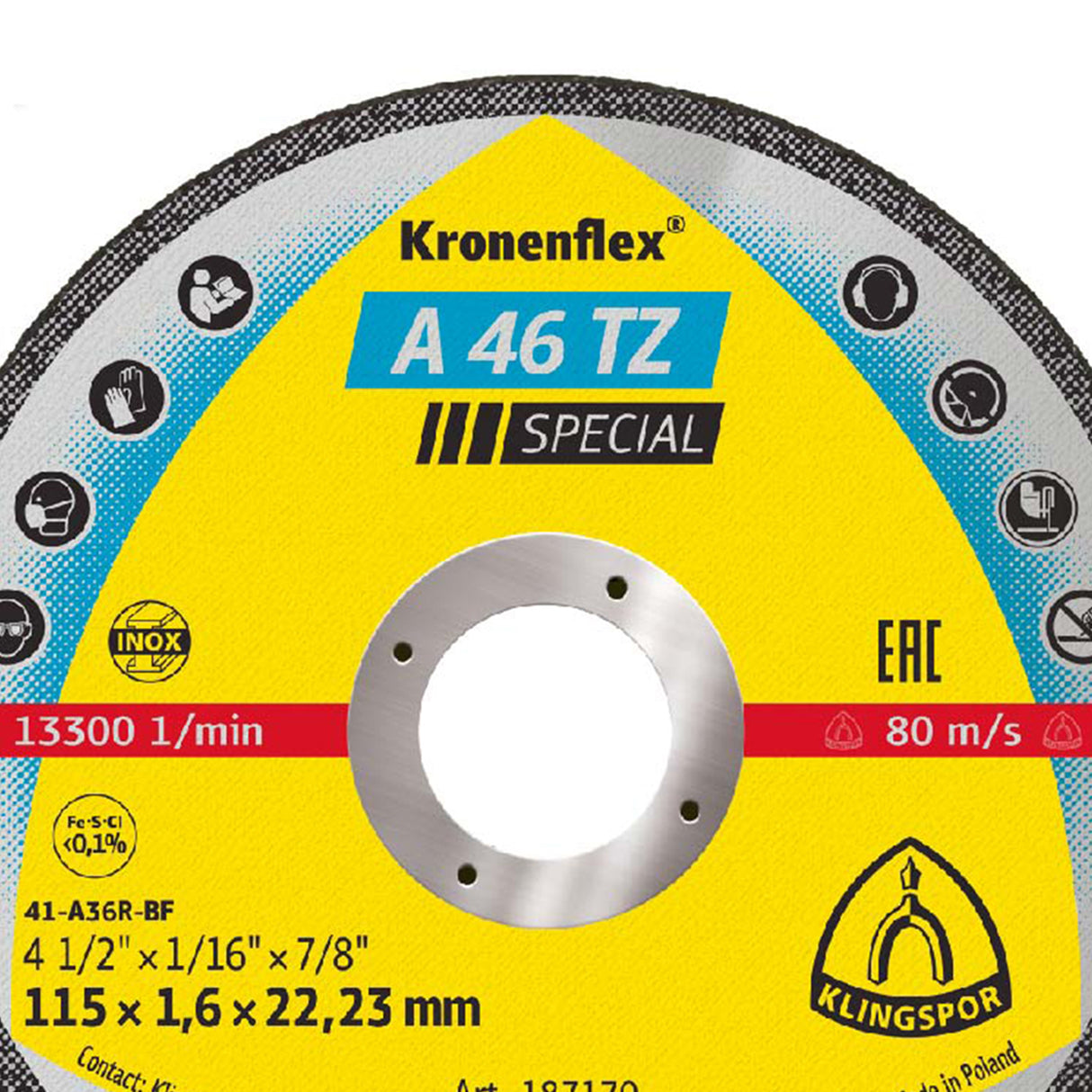 Disco de Corte Kronenflex A46TZ 4 1/2"x1,6x22 mm