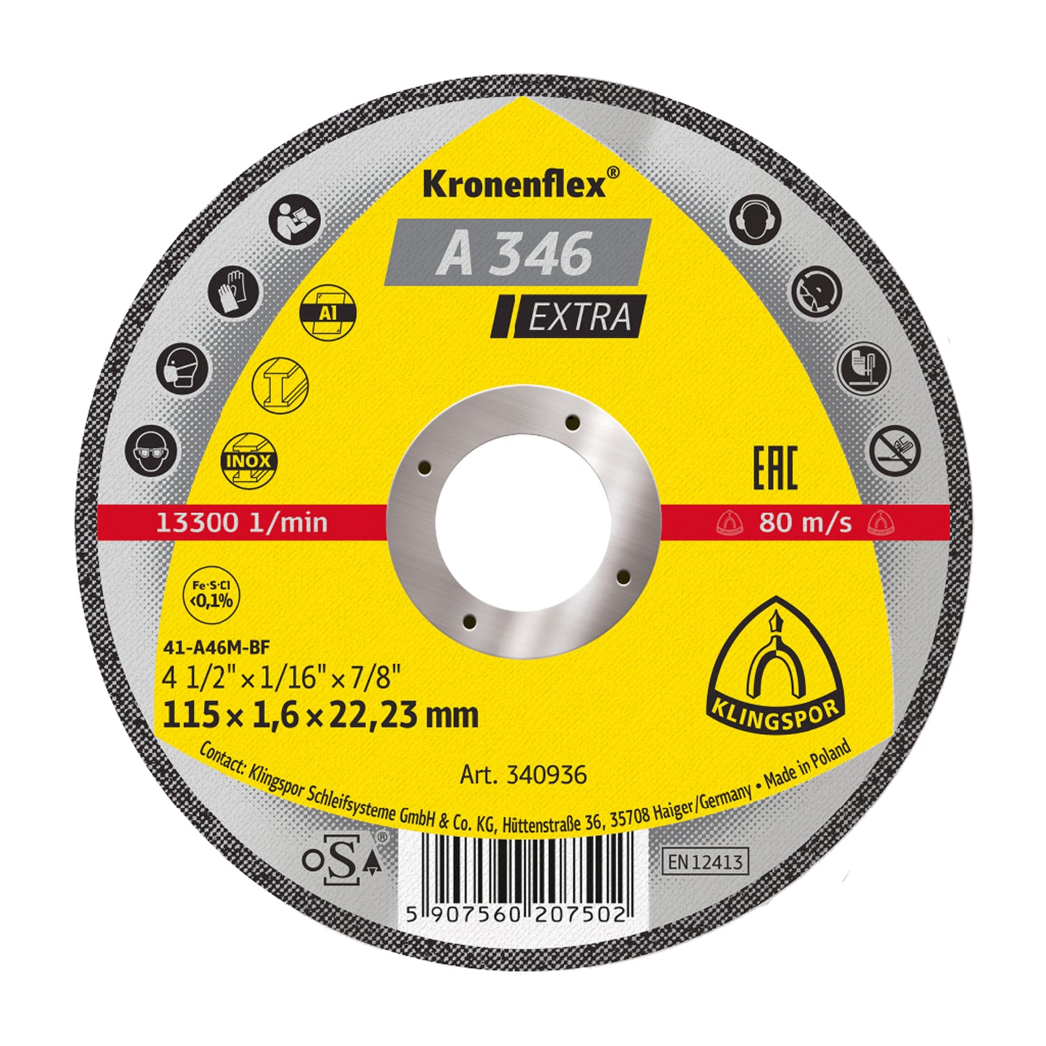 Disco de Corte A346 Extra 4-1/2" x 1,6mm x 22mm