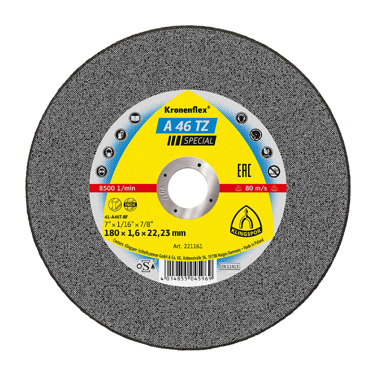 Disco de Corte Kronenflex A46 TZ 7"x1,6x22 mm