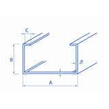 Perfil Tabique Montante Económico 60 x 38 x 6 x 0,5 mm x 2,4 m